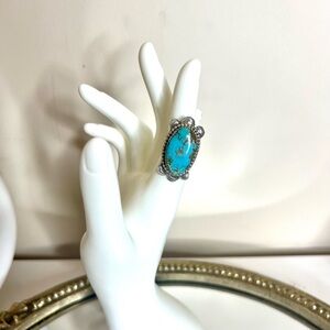 NWT AUTHENTIC GENUINE NAVAJO HANDMADE TURQUOISE AND STERLING SILVER RING 6.75